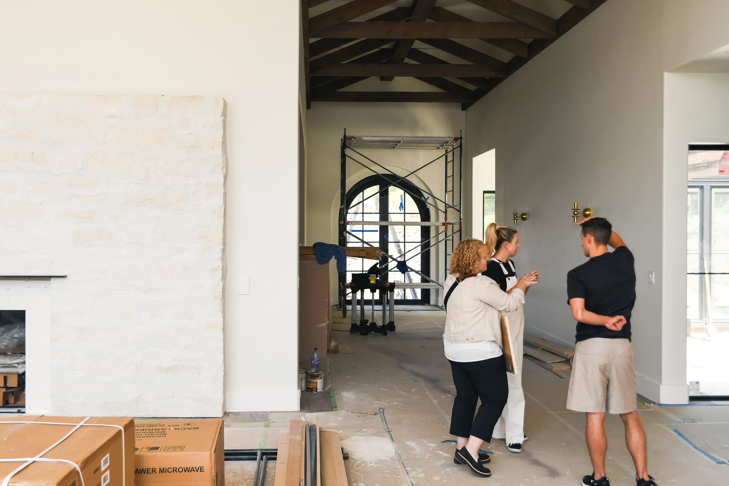 Alla Famiglia — interior corridor with wide-planked European oak floors